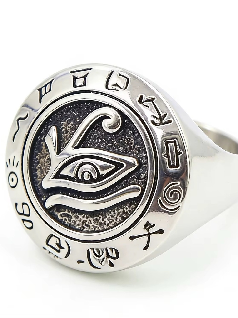 Silver-Tone Mystical Eye Signet Ring